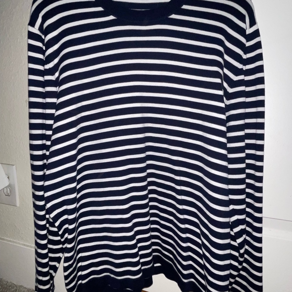 Zara Black and Cream Striped Knit shirt